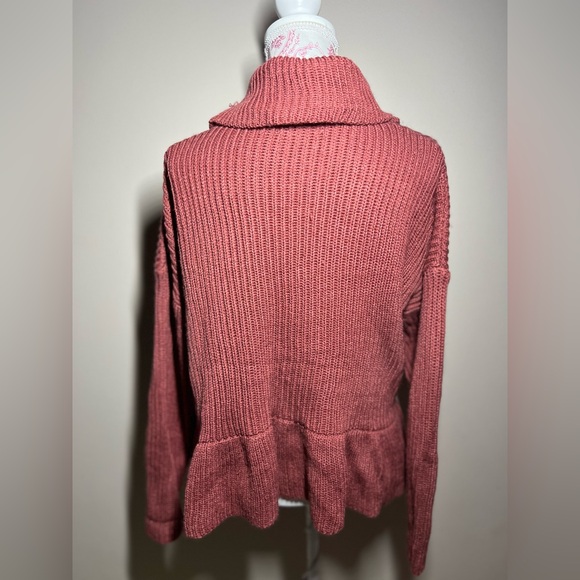 Chunky Knit Sweater Listicle Mauve Cropped Cowl Neck Acrylic size Small - Picture 4 of 11